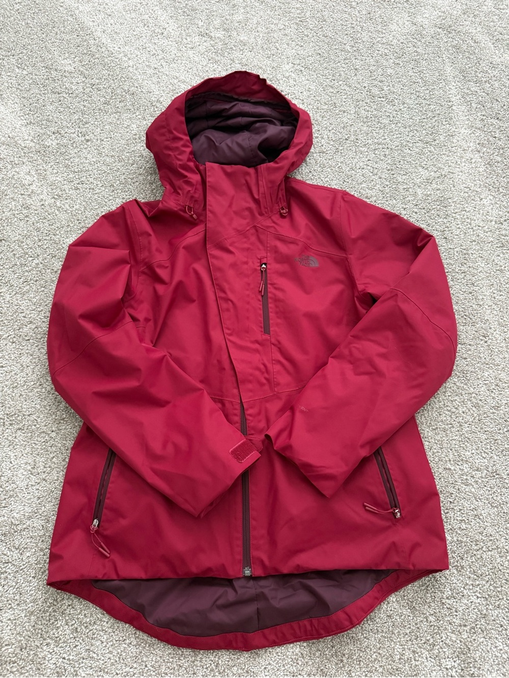 The North Face Women's Red Waterproof Jacket with Hood